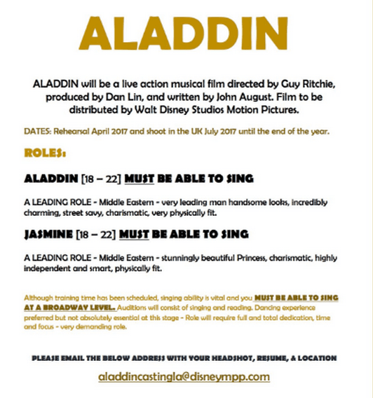 Disney Aladdin Casting Call